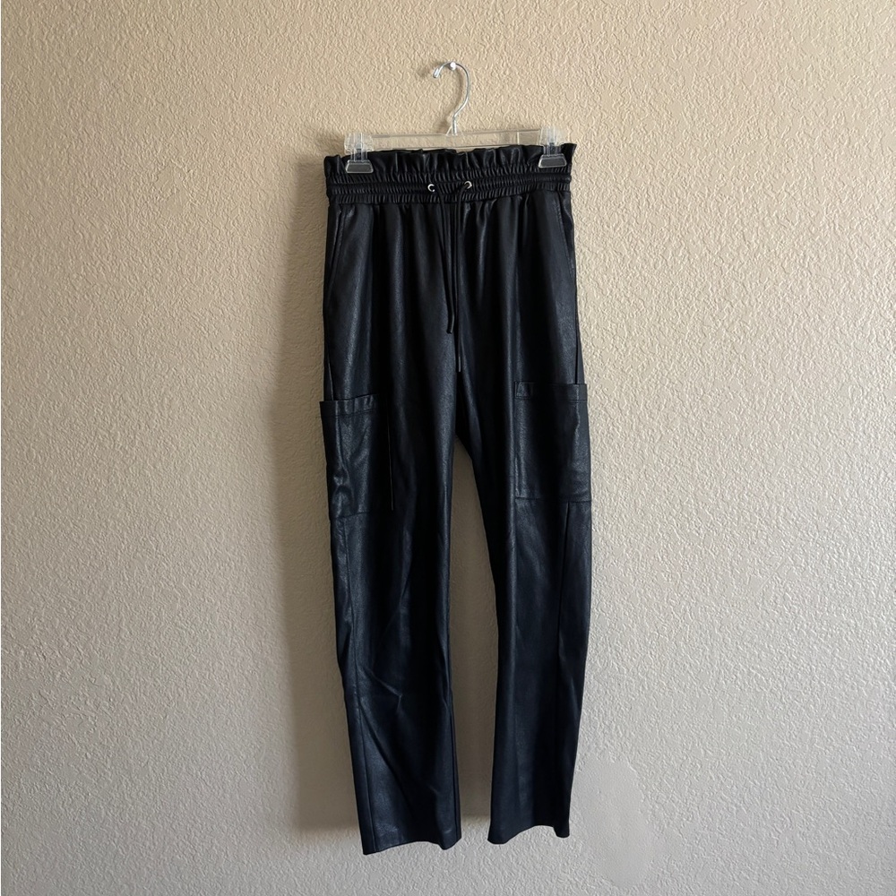 Philanthropy Black Faux Leather Joggers Small